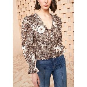 Ulla Johnson puff sleeve Floral Brown Women's Top